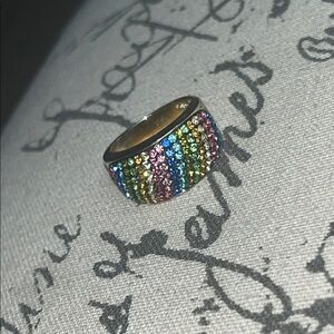 Multicolor Crystal Brass Band Ring